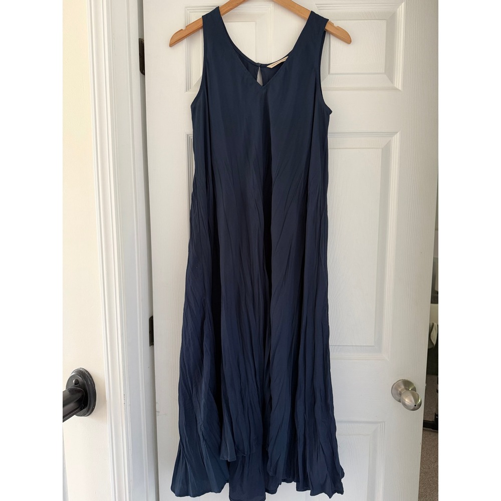 Soft Surroundings Mizu Navy Dress Classic Mature Lagenlook